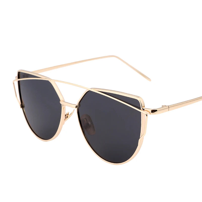 

Fashion Cat Eye Sunglasses Women Brand Designer Twin-Beams Coating Mirror UV400 Sun Glasses For Women Flat Panel Lunettes Gafas