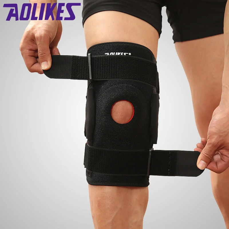 1 PC Brace with Metal plate Professional Sports Safety Knee Support BlackElbow & Knee Pads