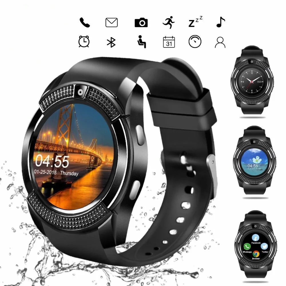 

V8 Smartwatch Smartwatch Bluetooth Touch Screen Wrist Watch With Camera / Sim Card Slot Smart Watch Waterproof smart sports