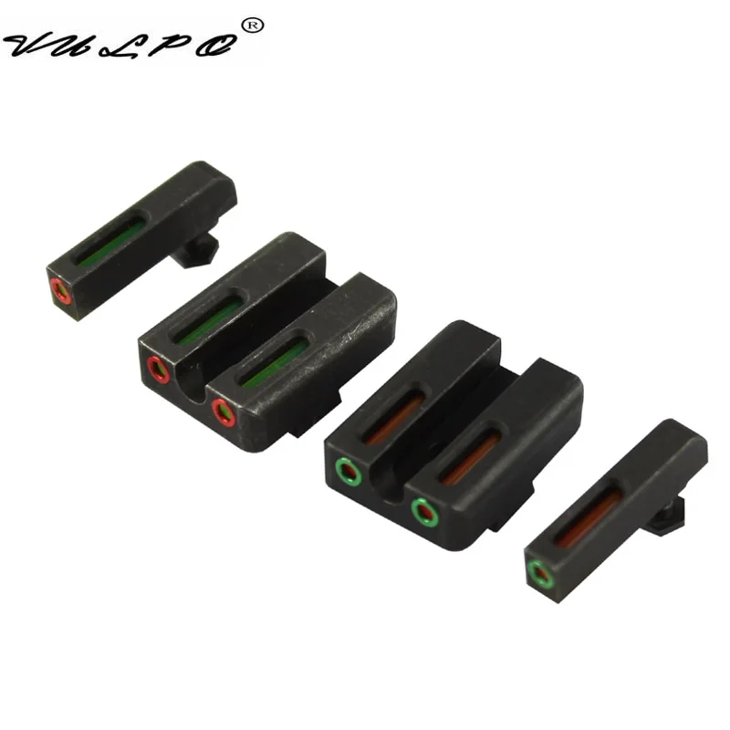 

VULPO Glock Sight Steel Made Red green Fiber Optic Front with Combat Rear Sight for Glock