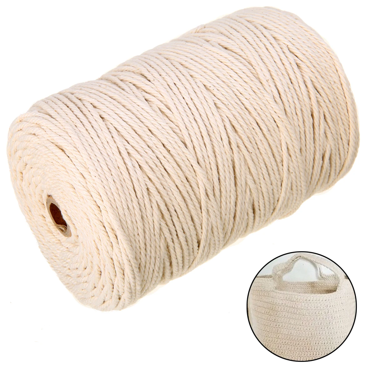 Goedkoop 1 st 3mm * 220 m Natuurlijke Beige Katoen Twist Koord Touw Artisan Craft Macrame String voor Handgemaakte DIY craft