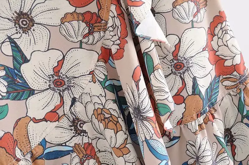 мода каскадные оборки Цветочные vestidos печать Асимметричная юбка faldas mujer Женская