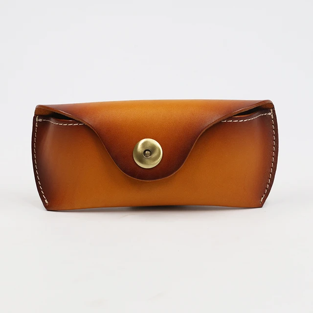 Étui à lunettes en cuir véritable Pochette en cuir métallisé