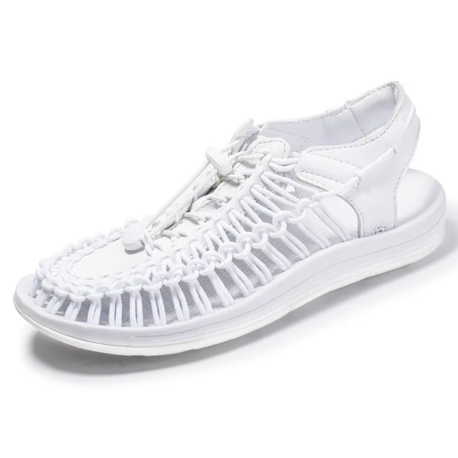 MIXIDELAI/летние мужские сандалии; большой размер 47; модные плетеные дизайнерские дышащие повседневные пляжные туфли ручной работы; уличные сандалии для мужчин - Цвет: white