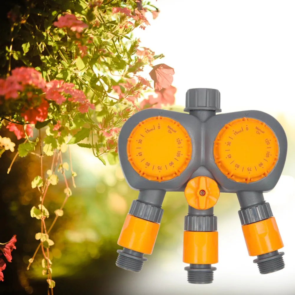 Automatic Machine Water Timer Irrigation Controller System Timer Garden Watering Timer Home 3 Port 2 Head 120 Minutes Water Flow