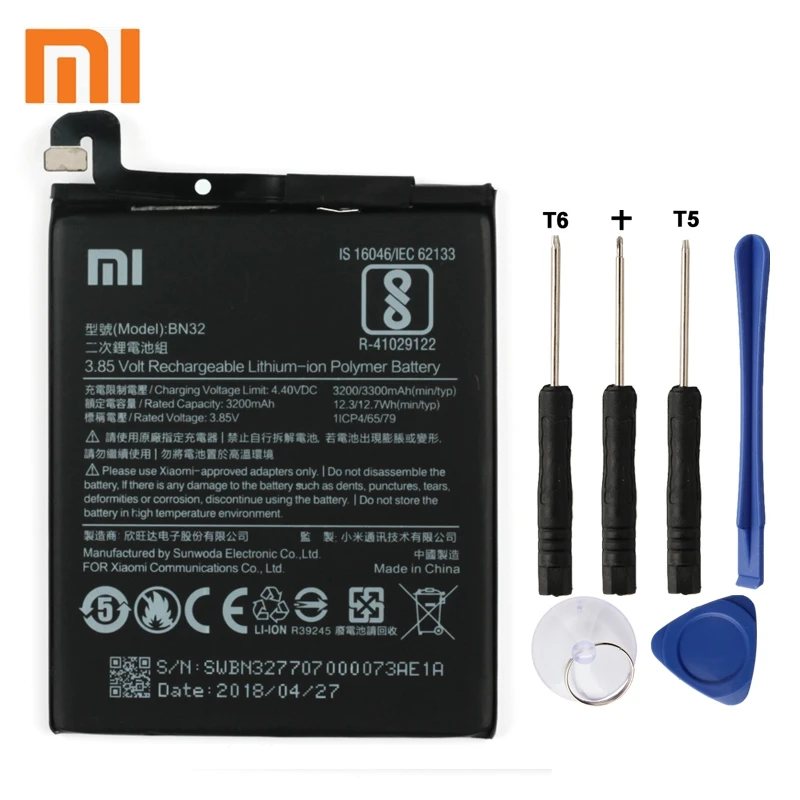 

Xiaomi Mi BN32 Phone Battery For Xiao mi BN32 3300mAh Original Replacement Battery + Tool