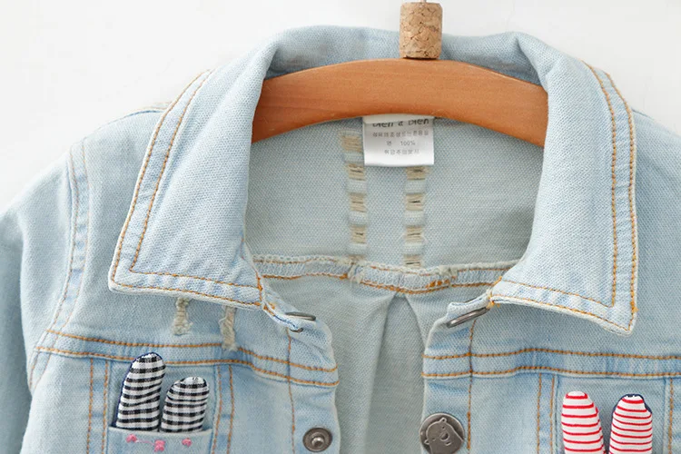 baby girls denim jackets coats spring autumn kids jeans coat children outerwear infant girl cartoon rabbit outerwear coats (16)