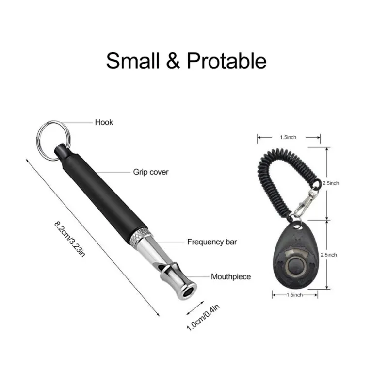 Ultrasonic Dog Whistle To Stop Barking Pet Training Clicker Lanyard Set Pet Dog Training Supplies