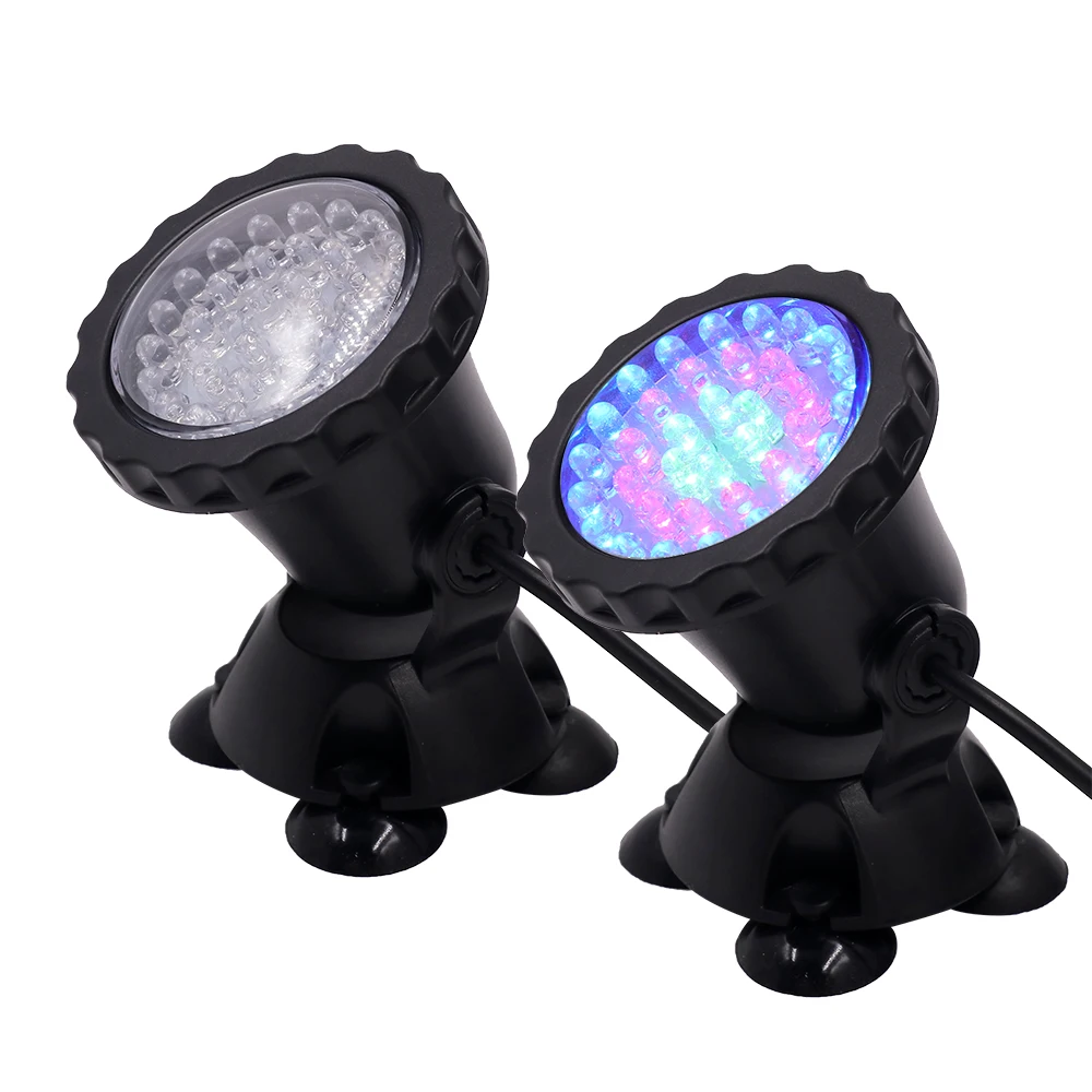 1Set 36 LED Underwater Spotlight IP68 Waterproof LED Lamp with Remote Control for Garden Aquarium Landscape Tank Fountains Pond underwater led