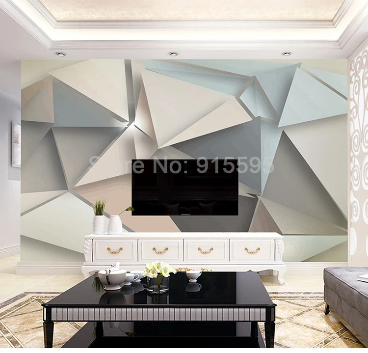 Пользовательские самоклеющиеся Настенные обои водонепроницаемый холст живопись 3D геометрический узор гостиная диван тв задний план стикер на стену