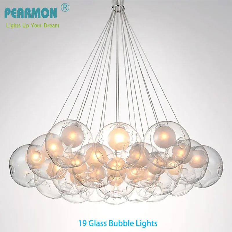 Creative Glass Bubble Ball Chandelier Modern Dining Room Double Staircase Staircase Clothing Shop Cafe Light