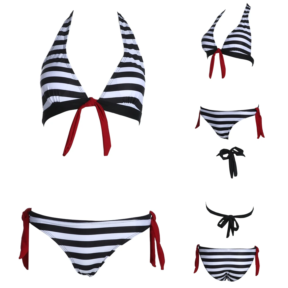 New Sexy Halter Top Bikinis Women Swimwear Bikini Set Bandage PushUp