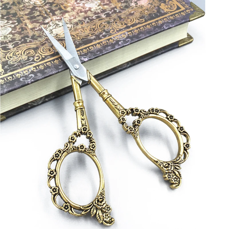 2018 Newest European Vintage Stainless Steel Sewing Shears Floral Scissors Craft DIY Tools