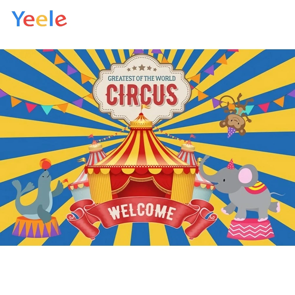 

Yeele Vinyl Circus Animals Children Birthday Party Photography Backdrops Baby Child Stripe Photographic Backgrounds Photo Studio