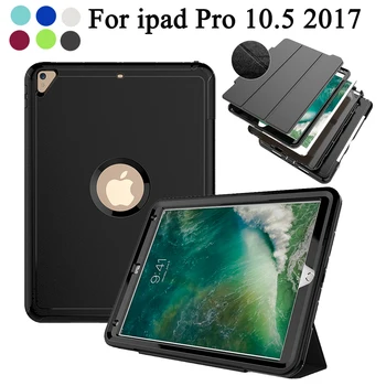 

For Apple New iPad Pro 10.5 2017 Kids Safe Armor Shockproof Full Body Smart Sleep Hard Case Cover W/ Bulit-in Screen Protector