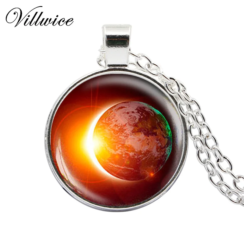 Solar Eclipse Necklace Galaxy Jewelry Outer Space Sun Collares