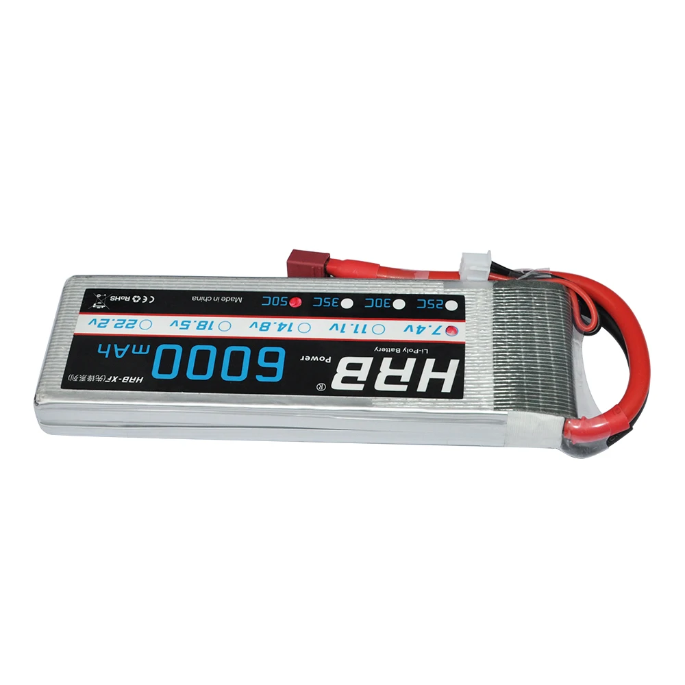 Hrb RC Lipo 2S батарея 7 4 в 6000 мАч 50C Max 100C аккумуляторная для Traxxas автомобиль модель Trex 500