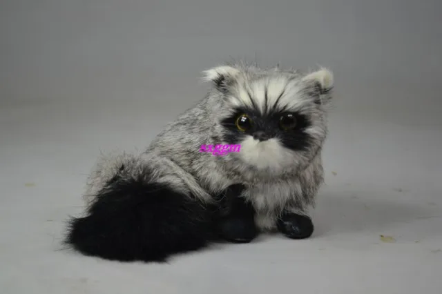 

about  13x14cm gray raccoon Handmade model,polyethylene& furs toy home decoration Xmas gift w4013