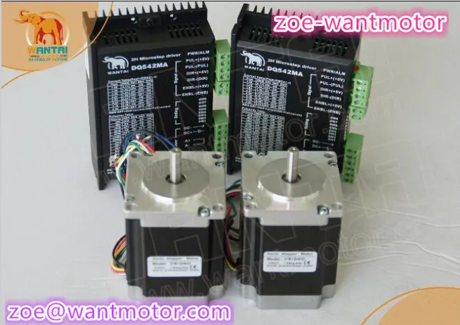 

Hot sale!Wantai 2 Axis Nema23 Stepper Motor 57BYGH633 270oz-in+Driver DQ542MA 4.2A 50V 125Micro CNC Grind Foam Plasma Printer