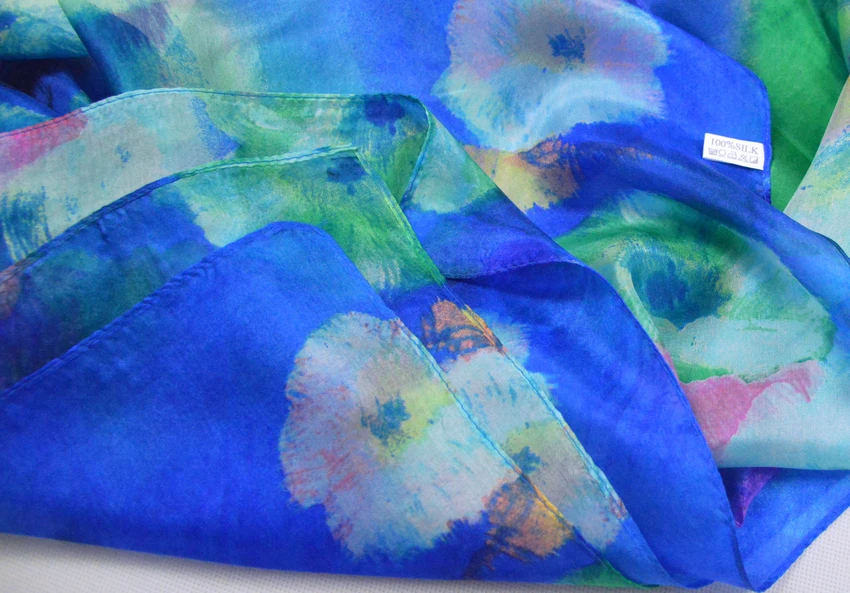 Женский длинный шелковый шарф с принтом 100% x 180 см|long scarf shawl|pure silk scarfsilk |