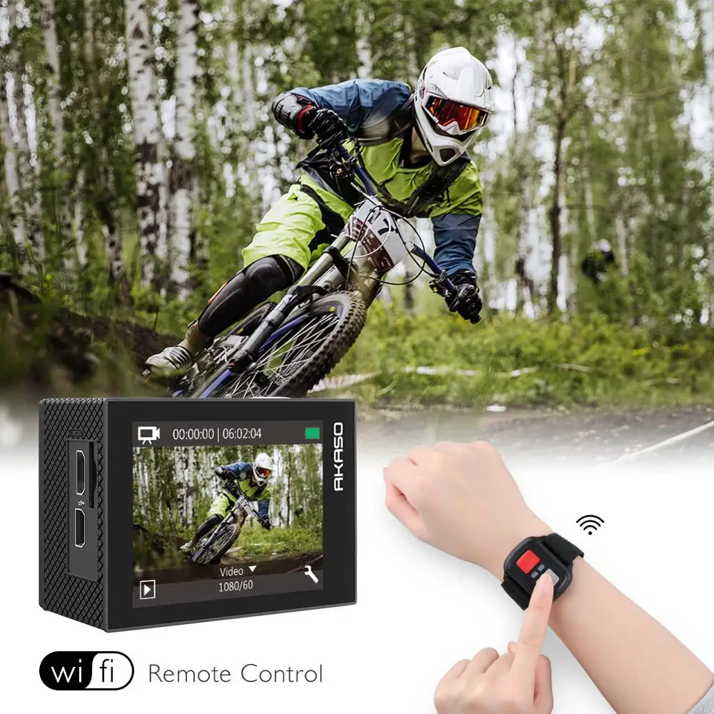  Go AKASO EK7000 Pro Action Camera Ultra HD 4K WiFi 1080P/60fps 2.0 LCD 170D Lens Helmet Cam Waterpr
