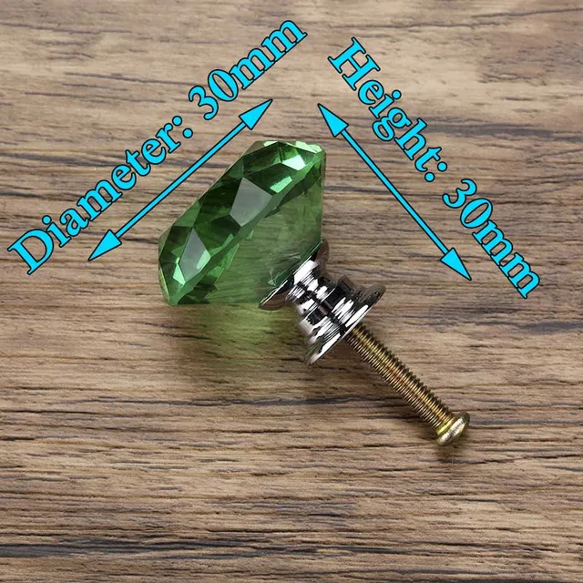 KAK 30mm Diamond Shape Design Crystal Glass Knobs Cupboard Pulls Drawer Knobs Kitchen Cabinet Handles Furniture Handle Hardware 30mm Green