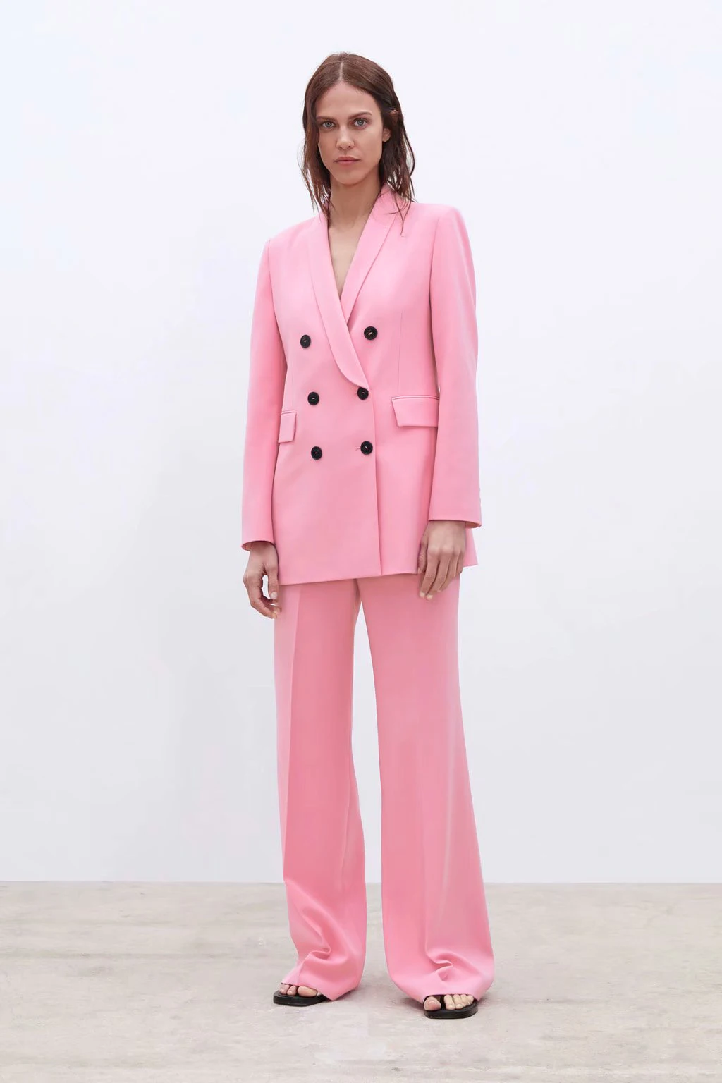 BLSQR женские розовые широкие штаны с карманами на молнии, Дизайнерские офисные длинные брюки, женские повседневные длинные штаны