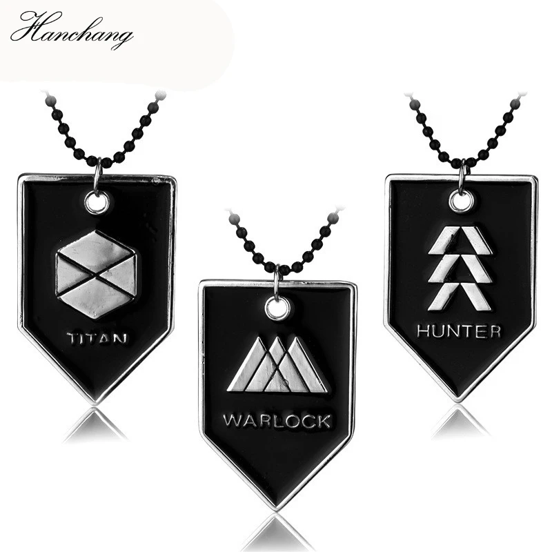 

HANCHANG Jewelry PS4 Game Destiny Fate Necklace HUNTER WARLOCK TITAN Letter Logo Alloy Pendant Mens Gift Souvenir Dropshipping
