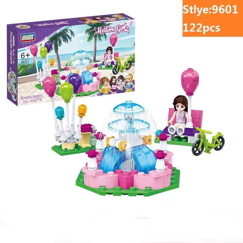 

122Pcs Music Fountain Building Blocks Figure Girl Bricks Model Compatible with Friend For Kids Toys Gifts