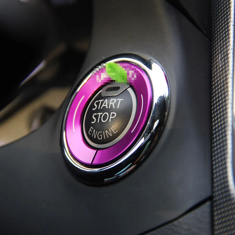 Автомобильный двигатель кнопка запуска стоп переключатель зажигания кольцо Декоративные наклейки для Infiniti Q50 Q60 Q70 Q60S QX80 QX60 QX70 автомобиль-Стайлинг - Название цвета: Фиолетовый