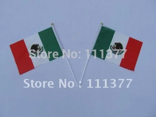 

Mexico Canada American flags with plastic poles and golden poles Polyester material, size about 14*21 cm