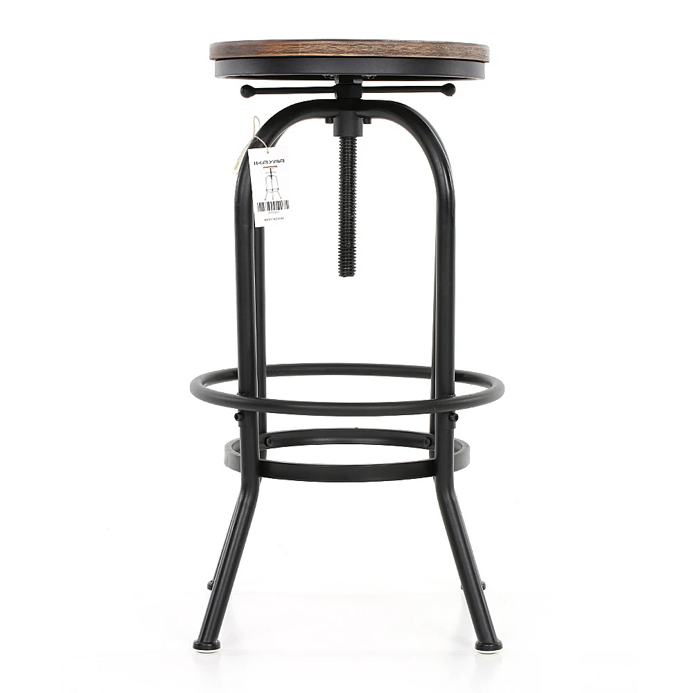 Ikayaa Bar Stool Industrial Style Height Adjustable Swivel Bar
