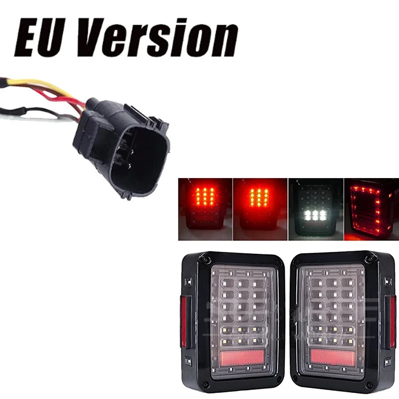 FADUIES Clear Lens LED Tail Lights Running/Brake Light Turn Signal Reverse Light For Jeep Wrangler JK Brake Light - Цвет: European version