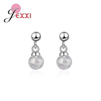 

Romantic Round Shape Earrings For Women Female 925 Sterling Silver Rhinestone Drop Shipping Design Top Quality Popular