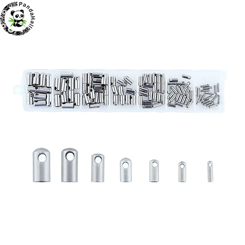 

Pandahall about 110pcs/box Mixed Tube 304 Stainless Steel Cord Ends DIY Jewelry Findings for Jewelry making 7x2mm Hole: 1mm