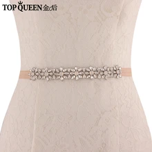TOPQUEEN SJD-S335 ремни свадебного платья эластичный драгоценный пояс узкие Стразы ремни для женщин Серебряный Блестящий Пояс женский белый пояс