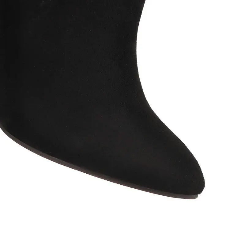 Winter Over The Knee Women Boots Stretch Fabrics High Heel Slip on Shoes Pointed Toe Woman Long Boots Size 34-43