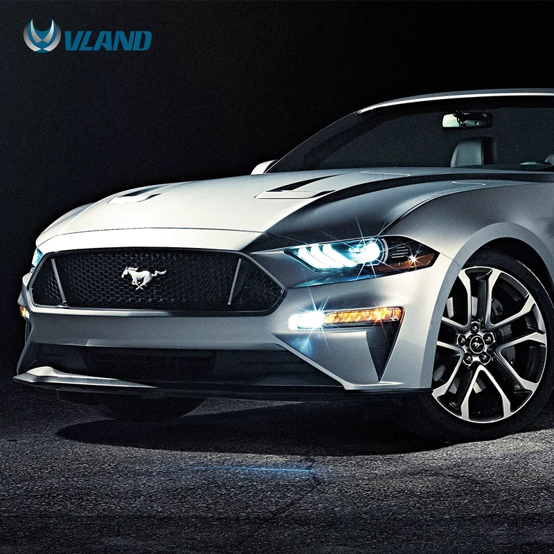 Автомобильные аксессуары Vland завод, Головной фонарь для Ford Mustang,-up светодиодный фонарь с новым дизайном, светодиодный фонарь дальнего и ближнего света