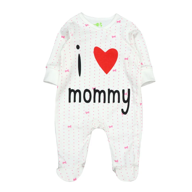 Одежда для новорожденных мальчиков; детские комбинезоны; Детский комбинезон из хлопка с длинными рукавами и надписью «I love Mommy»; одежда для маленьких девочек с надписью «Love»; пижамы для детей