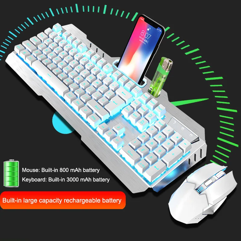 

High Quality 2.4G Wireless Keyboard Mouse Set Rechargeable Backlight Ergonomic 800-2400DPI Keypad Kit
