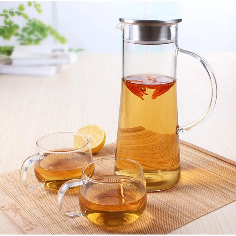 1800 мл стеклянный чайник двухсторонняя розетка кувшин для воды сито из нержавеющей стали сок цветочный чайник кувшин термостойкий прозрачный чайник