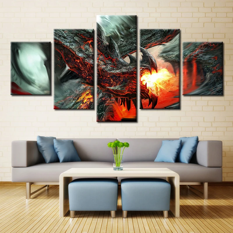 

5 Pieces Lord Of The Rings Dragon Modern Canvas HD Printed Pictures Home Decor Movie Poster Canvas Painting Wall Art Cuadros