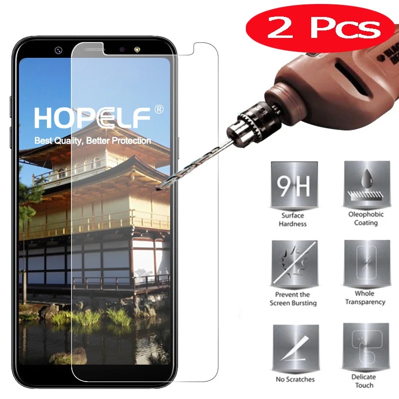 

2 Pieces Tempered Glass on for Samsung Galaxy A6 Plus 2.5D 9H Phone Film A6 Protective Glass for Galaxy A6 2018 Screen Protector
