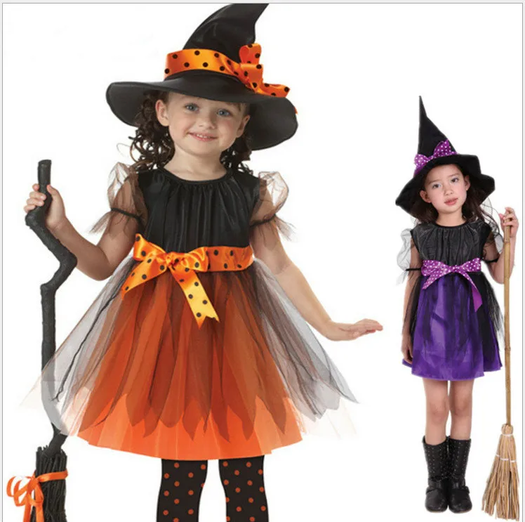 

Halloween Kids Girls Cosplay Costume Party Old Witch Suit Fancy Dress Outfit Set(include 1 sock)