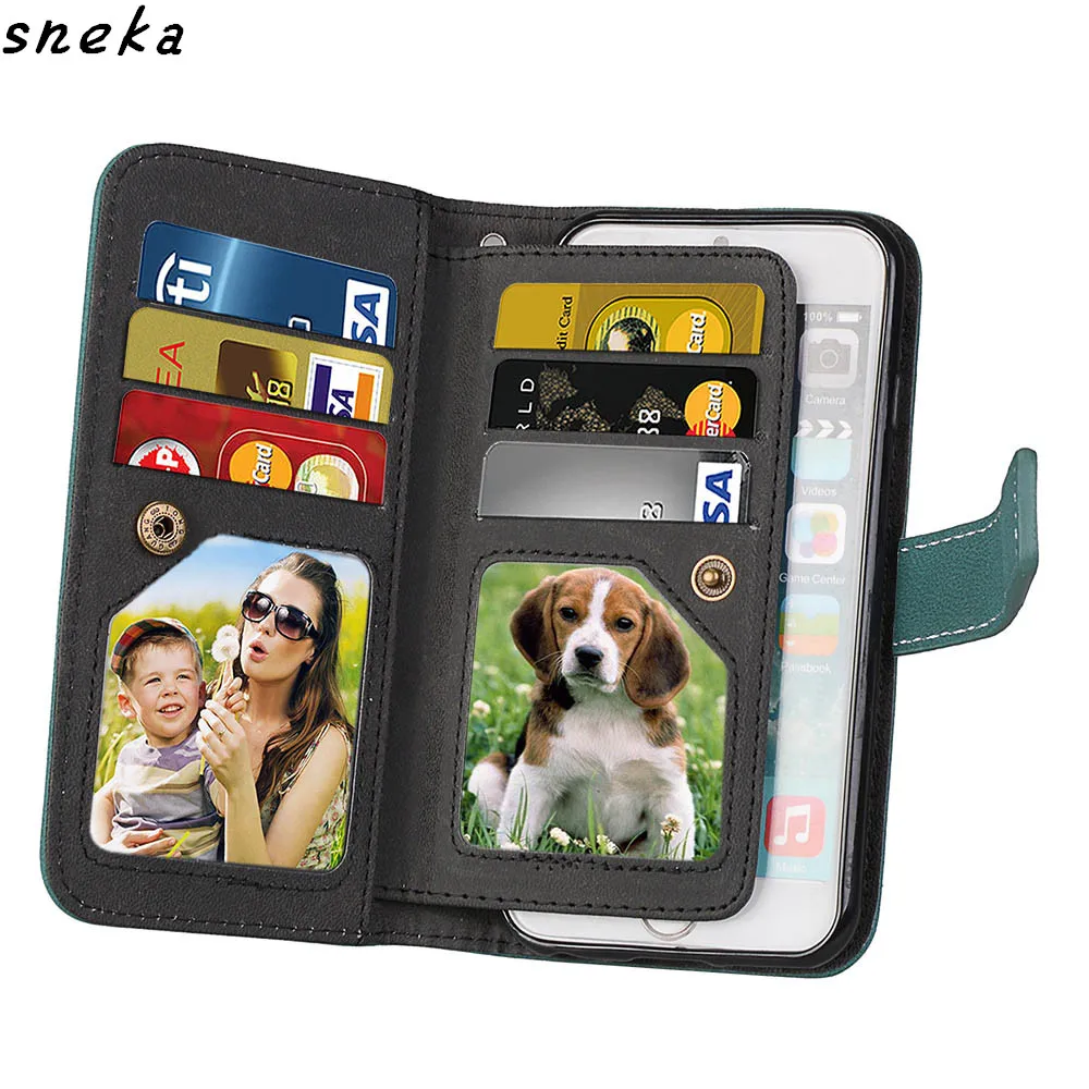 

For Apple iPhone 7 Case Luxury leather Flip cover sFor iPhone 7 Multifunction Nine cards Wallet Protective phone bag for iphone7