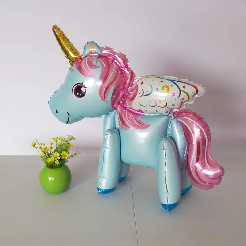 1pcs Babyshower 4D Unicorn Balloon My Little Pony Party Decoration Birthday Party Decorations Kids Happy Party kids Decoration - Цвет: Небесно-голубой