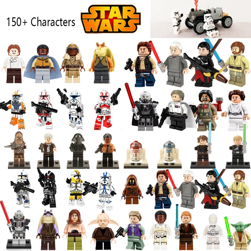 Star-Wars-Figures-Jedi-Chewbacca-Han-solo-Darth-Vader-leia-legoing-Jango-Fett-Obi-Wan-Models