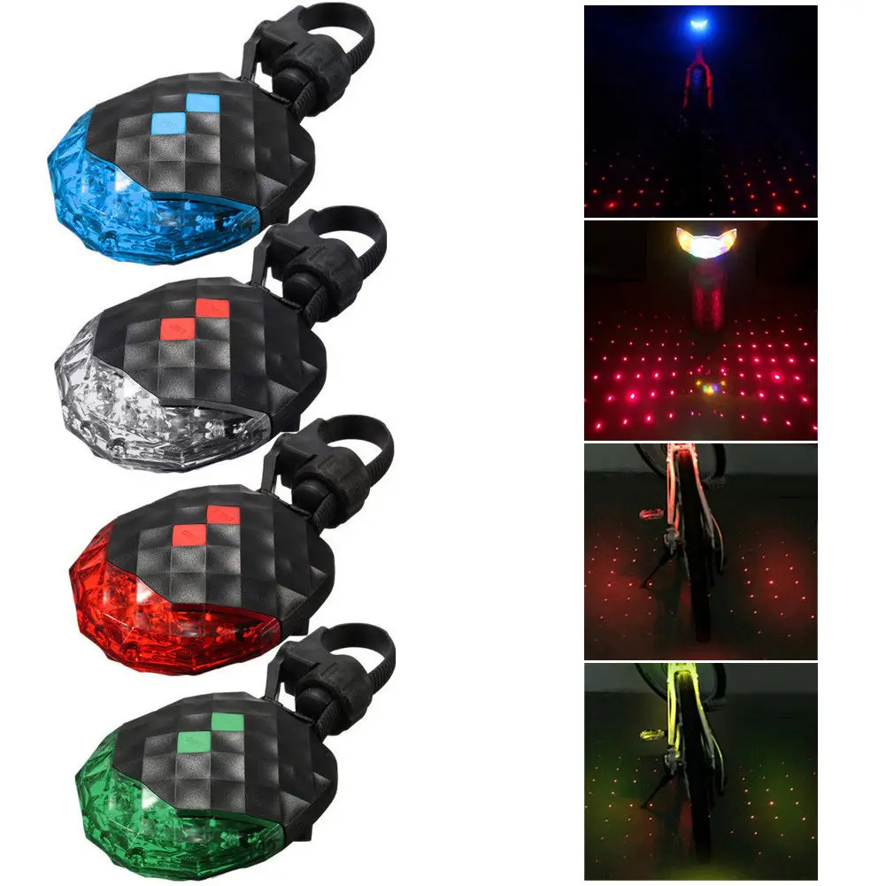 

Bicycle Cycling Rear Tail Light 2 Laser Beam 5 LED Mountain Bicycle Safety Warning Lamp Waterproof Tool-Free Installation