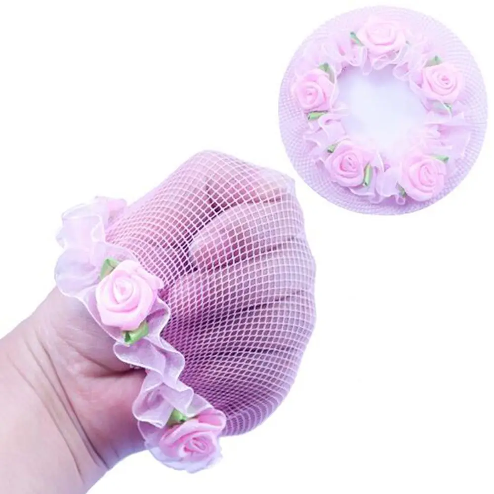 

Cute Girls' Flower Lace Reusable Bun Hair Nets For Dancers Kids' Bun Net Cover Hair Accessories Ballet Dancewear