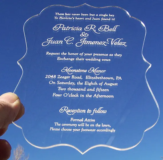 

Acrylic wedding invitation customized fancy shape